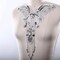 Silver Oversized Beaded Neckline Applique for Gowns Fringe Trim Hot Fix Iron On Patch